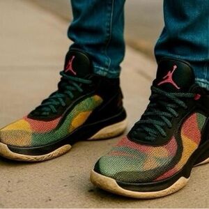 Jordan Mens Sz 7 XXXVI Black/Pink Washed Teal Low Basketball Athletic Sneakers